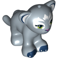 Lego Animal, Big Cat Cub, Lion with Light Green Eyes and White Face Markings Print / Sand Blue