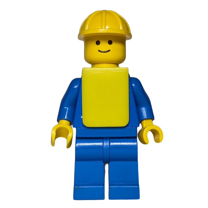 Lego Man - Blue Torso, Blue Legs, Yellow Helmet, Yellow Vest