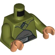 Torso Cape, Light Bluish Grey Shirt, Dark Bluish Grey Belt, Silver Belt Buckle Print, Olive Green Arms, Nougat Hands / Olive Green