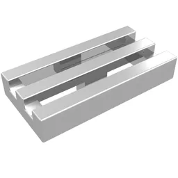Tile Special 1 x 2 Grille with Bottom Groove / Chrome Silver