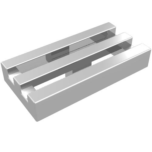 Lego Tile Special 1 x 2 Grille with Bottom Groove / Chrome Silver