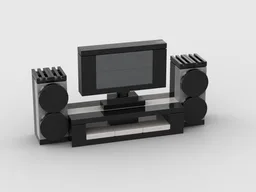 TV with desk and speakers