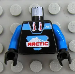 Torso Hoodie with Large Arctic Logo and 'A1' Print, Blue Arms, Black Hands / Black
