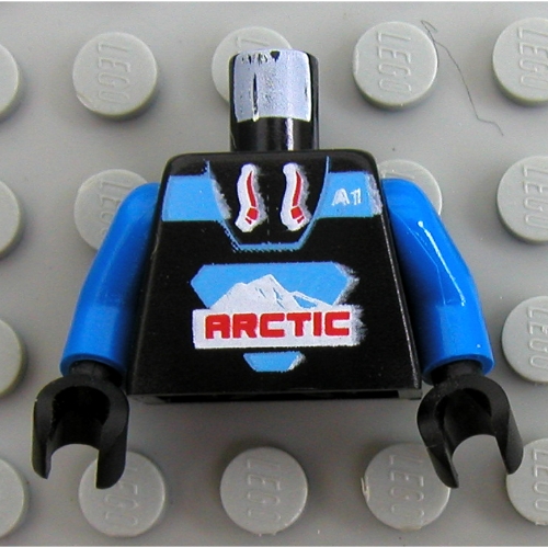 Lego Torso Hoodie with Large Arctic Logo and 'A1' Print, Blue Arms, Black Hands / Black