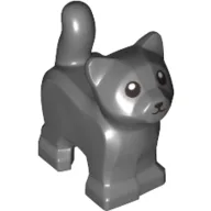 Animal, Cat, Kitten, Short Tail, Black Eyes and Nose Print / Dark Bluish Gray