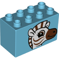 Lego Duplo Brick 2 x 4 x 2 with Zebra Head Print