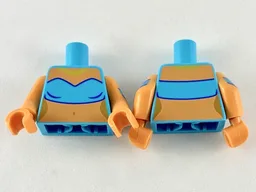 Torso Female Tube Top, Gold Necklace, Nougat Neck and Midriff Pattern / Nougat Arms with Medium Azure Curved Armband Pattern / Nougat Hands