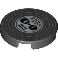 Lego Tile Round 2 x 2 with Vinyl Record Print / Black