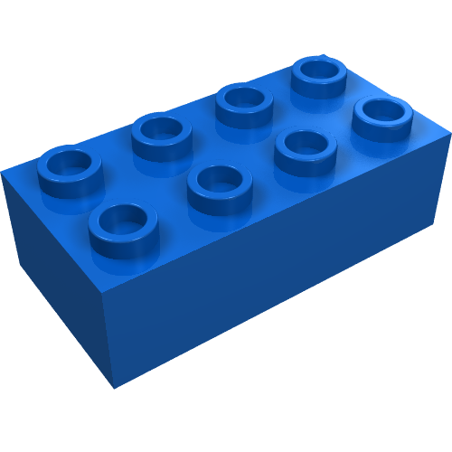 Lego Minitalia Brick 2 x 4 with Centre Cross Supports / Blue