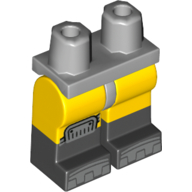 Lego Hips with Yellow Legs and Black Boots Pattern with Knee Cap, Steel Toes Print