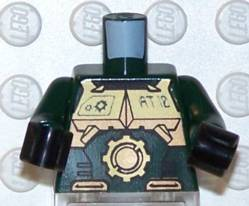 Lego Torso Exo-Force Gold Body Armor with Large Star and 'AT.10' Pattern / Dark Green Arms / Black Hands