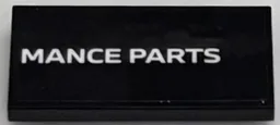 Tile, Modified 2 x 4 Inverted with White 'MANCE PARTS' Pattern Model Right Side (Sticker) - Set 76922
