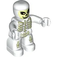 Duplo Figure with Rounded Head with Skeleton / Ghost Print / White