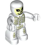 Lego Duplo Figure with Rounded Head with Skeleton / Ghost Print / White