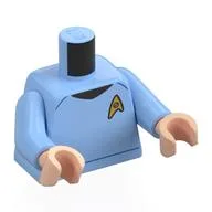 Torso, Star Fleet Uniform, Gold Badge Print, Bright Light Blue Arms, Light Nougat Hands / Bright Light Blue