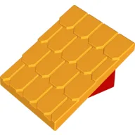 Duplo Roofpiece Slope 30 4 x 4 Shingled with a Red Base / Bright Light Orange