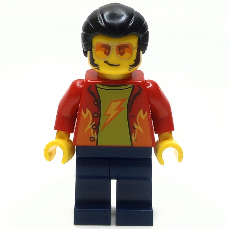 Lego Man, Red Jacket, Dark Blue Legs, Orange Glasses