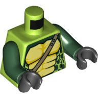 Lego Torso Bare Chest, Yellow Snake Belly, Dark Green Spots, Strap Print, Dark Green Arms, Black Hands / Lime