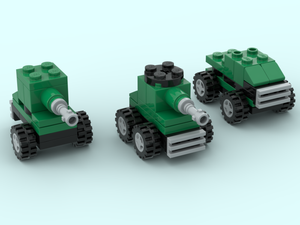 Lego Light Armoured Car/Artillery/Armoured Pickup (3-in-1 Creative Series)