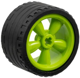 Wheel 30.4mm D. x 20mm with No Pin Holes and 5 Large Spokes with Black Tire 37 x 22 ZR (42716 / 55978) / Lime