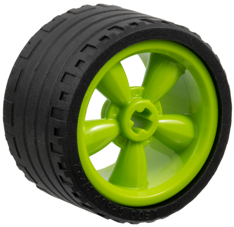 Lego Wheel 30.4mm D. x 20mm with No Pin Holes and 5 Large Spokes with Black Tire 37 x 22 ZR (42716 / 55978)