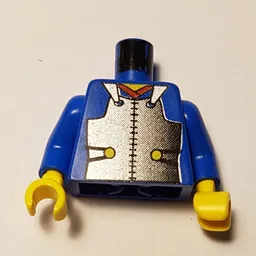Torso, Armor Plate, Red Collar Print (Samurai), Blue Arms, Yellow Hands / Blue