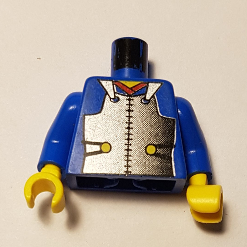 Lego Torso Armor Plate, Red Collar Print (Samurai), Blue Arms, Yellow Hands / Blue