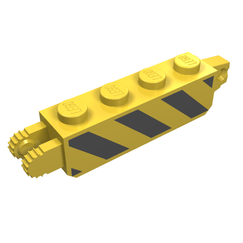 Lego Hinge Brick 1 x 4 Locking with Danger Stripes Black Print / Yellow
