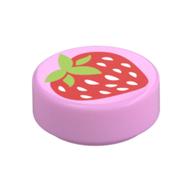 Lego Tile Round 1 x 1 with Strawberry Print