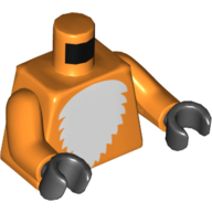 Lego Torso White Fur Print, Orange Arms, Black Hands / Orange