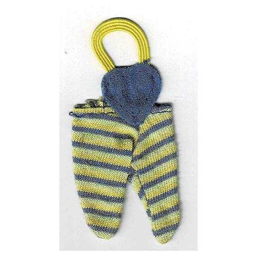 Lego Scala, Baby Overalls, Blue Heart Top, Blue and Yellow Stripe Legs / Yellow