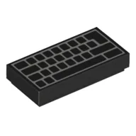 Tile 1 x 2 with Computer Keyboard with No Letters Print / Black