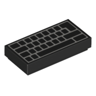 Lego Tile 1 x 2 with Computer Keyboard with No Letters Print / Black