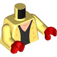 Lego Torso, Fur Coat, Black Shirt print, Bright Light Yellow Arms, Red Hands / Bright Light Yellow