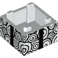 Container Box 2 x 2 x 1 with Black Swirls and Ribbon Print / White