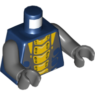 Lego Torso Snake Stomach with Yellow and Dark Bluish Gray Scales Print (Slithraa), Dark Bluish Gray Arms and Hands / Dark Blue