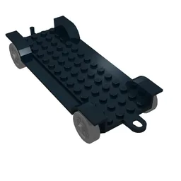 Fabuland, Vehicle Base, Car Chassis 14 x 6.5 with Tow-Hook and Light-Gray Wheels / Black
