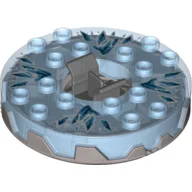 Turntable 6 x 6 Round Flat Silver Base Serrated with Ice Shards Print / Trans-Medium Blue