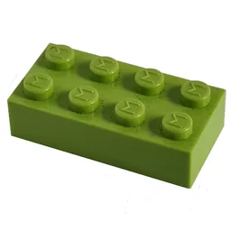 Modulex Brick 2 x 4 with M on Studs / Modulex Pastel Green