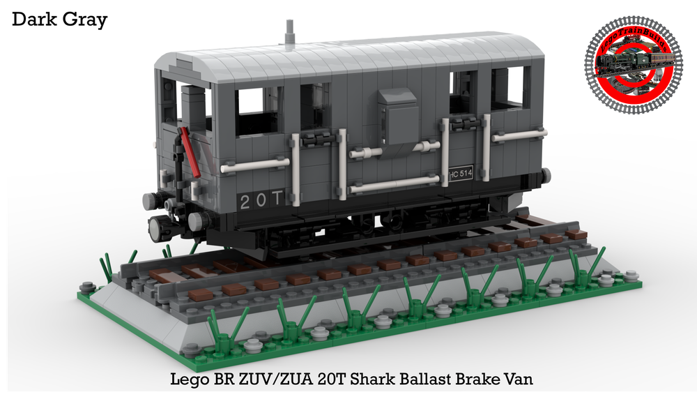 Lego BR ZUV/ZUA Shark Ballast Brake Van (1:48 Scale) (Dark Gray)