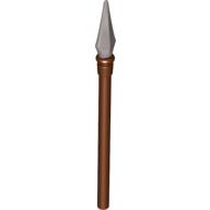 Lego Weapon Pike / Spear Elaborate with Pearl Light Gray Tip / Reddish Brown