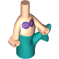 Lego Microdoll Body Mermaid Dark Turquoise Tail, Medium Lavender Shells