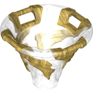 Lego Cone Reverse with 4 Handles, Spinner, with Marbled Pearl Gold Pattern / Trans-Clear