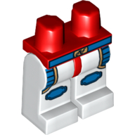 Lego Hips and White Legs with Blue Kneepads, Belt and Pockets with Gold Trim Print / Red