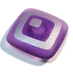 Clikits Icon, Square 2 x 2 Large with Pin, Silver Square with Cutout and Offset Small Silver Square Print / Trans-Medium Purple