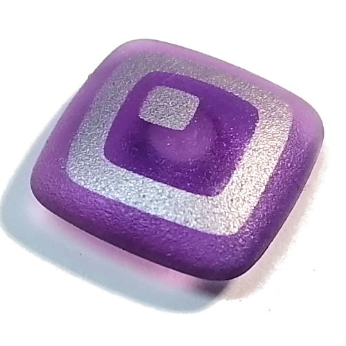 Lego Clikits Icon, Square 2 x 2 Large with Pin, Silver Square with Cutout and Offset Small Silver Square Print / Trans-Medium Purple