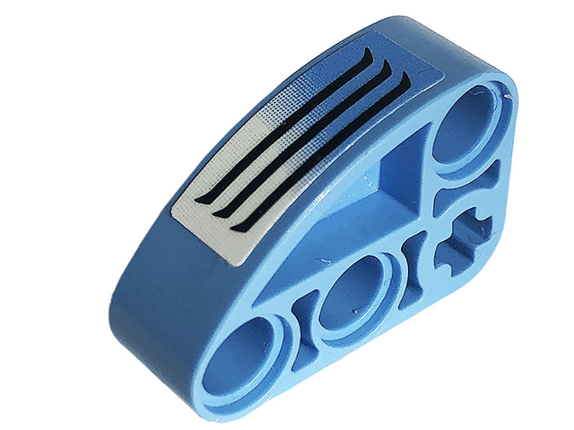 Lego Technic, Liftarm, Modified L-Shape Quarter Ellipse Thick 2 x 3 with Air Vent on Medium Blue and White Background Pattern Model Left Side (Sticker) - Set 42134