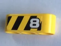 Technic, Liftarm Thick 1 x 3 with Black and Yellow Danger Stripes and Number 8 Pattern Model Left Side (Sticker) - Set 8264