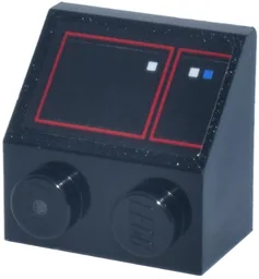 Slope 45 2 x 2 with Control Panel, Red Rectangle and Lines, White and Blue Lights and Buttons Pattern (Sticker) - Set 75419