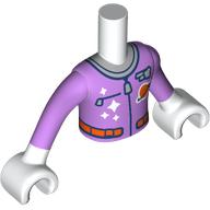 Lego Minidoll Torso Boy with Lavender Space Suit, Zipper, Dark Blue Trim print, White Arms and Hands / White
